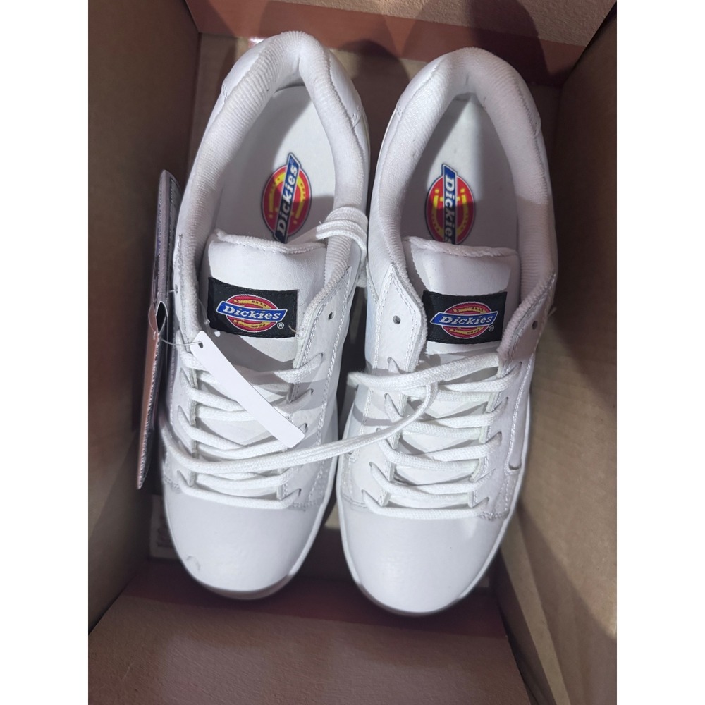 Dickies Womens Plain White CD3061 Slip Resistant Work Shoes Size 10 M Leather